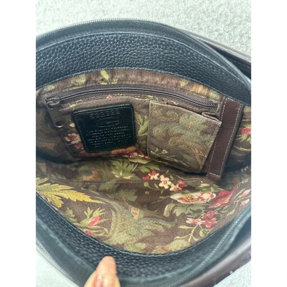 Brighton Croc Embossed Leather Shoulder Bag Purse Brown Black Silver Hardware - Picture 10 of 11